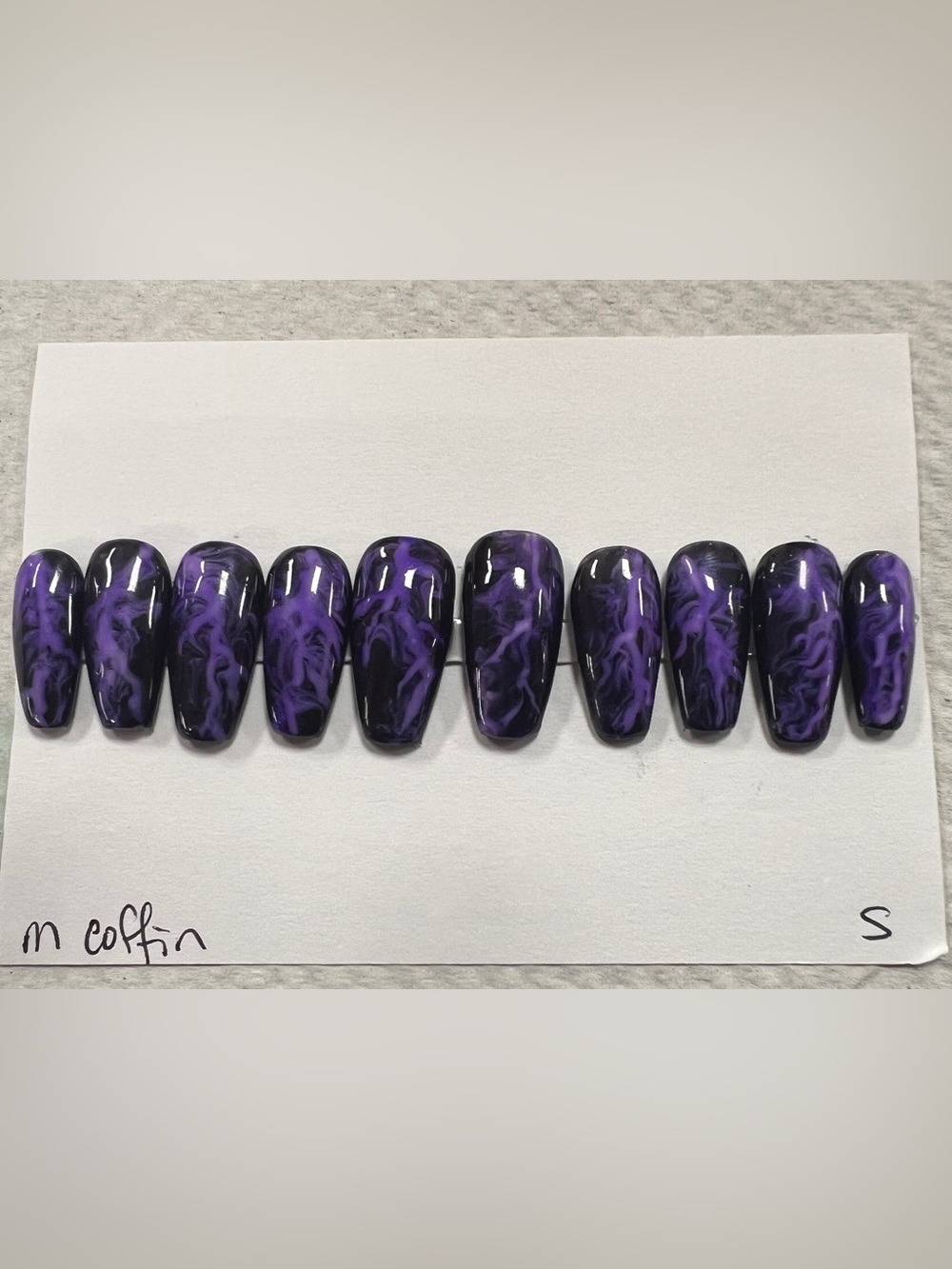 Handcrafted Purple Marble Press-On Nails - Women Jewelry